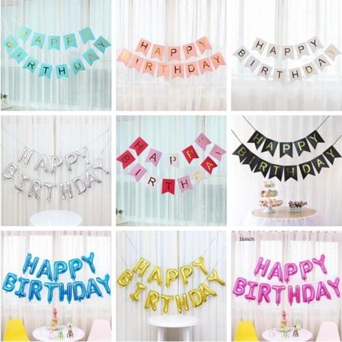 Happy Birthday Bunting Banner Birthday Party Decorative Birthday Photo Props Garland with a Red Rope For Kids Party Decoration