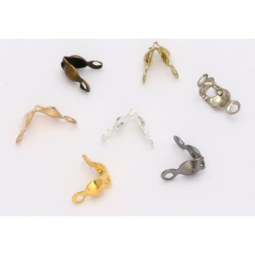 200pcs/lot Connector Clasp Ball Chain Calotte End Crimps Beads Fitting For Jewelry Making Connector Components DIY Supplies