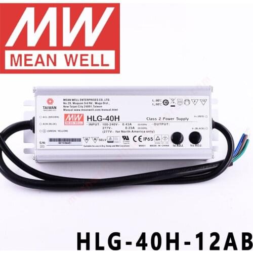 Mean Well HLG-40H-12AB for Street/high-bay/greenhouse/parking meanwell 40W Constant Voltage Constant Current LED Driver