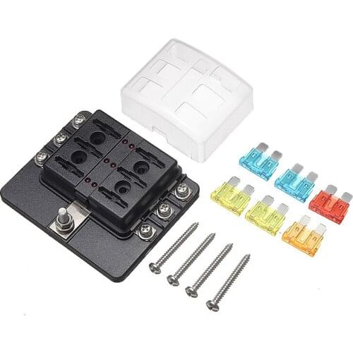 Marine Car Boat Automotive 6 Way Blade Fuse Box Holder DC 32V 100A ATC ATO Fuse Holder with 6 Fuse