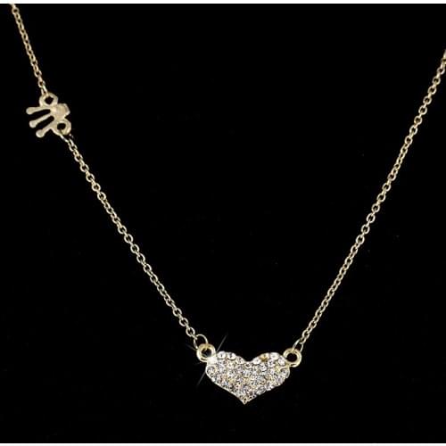 MZC Intian Jewelry Retro Exquisite Gold Link Heart Crystal Necklaces for Womens Pingente Bijoux Femme Prices In Euros Wholesale
