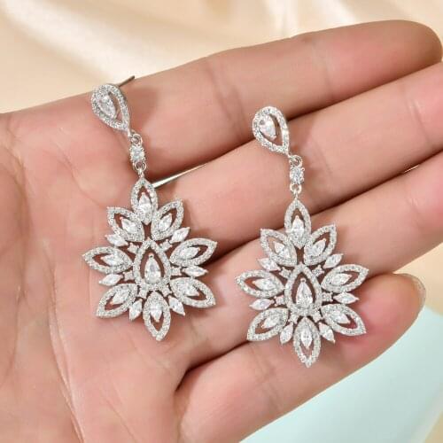 New fashion temperament long tassel micro inlaid Zircon Earrings for women / Girls Wedding Party Jewelry ER-500