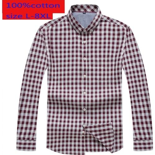 New Arrival Fashion Super Large Plaid Loose Fashion Single Breasted Men Shirt Long Sleeve Plus Size L-3XL 4XL 5XL 6XL 7XL 8XL