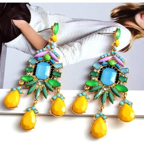 New Design Bohemian Ethnic Long Pendant Dangle Drop Earrings High Quality Luxury Crystal Jewelry Accessories For Women