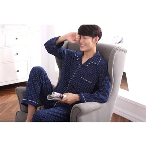 2019sexemara brand new arrival fashion men sleeping cloth 100% cotton comfortable men pajamas red plaid free shipping 4 size