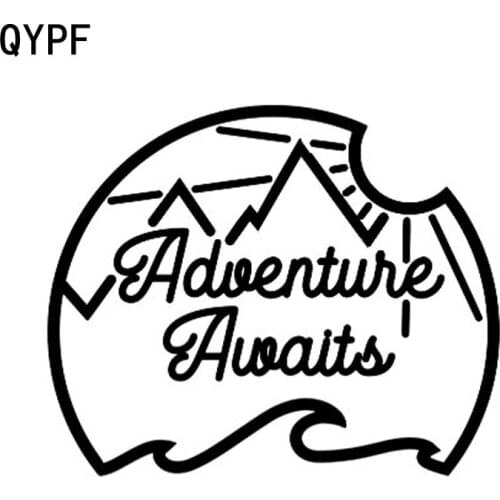 QYPF 15.6cm*12.6cm Delicate Adventure Awaits Mountains Unusual Vinyl Car Sticker Window Decal C18-0352