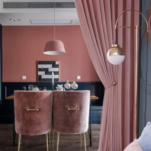 Luxury Velvet Cloth Curtains Nordic Simple Shading Bedroom Living Room Pink Curtain