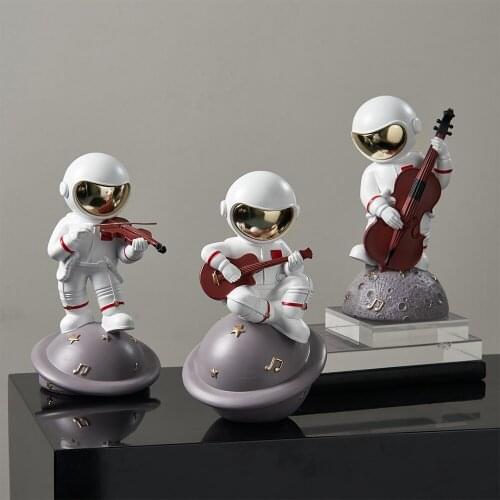 Creative cartoon astronaut musician resin model ornaments modern home decoration living room bedroom desktop model accessories