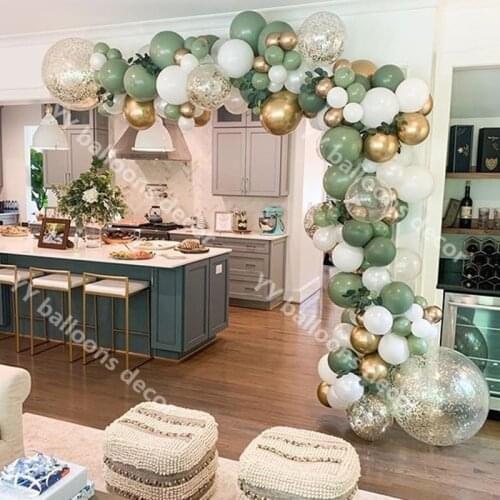 DIY Bean Green Balloon Garland Arch Kit Retro Color Balloon Set Wedding Birthday Party Decorations Baby Shower Helium Globos