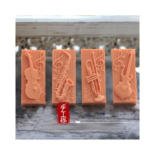 PRZY Silicone Mold Music Saxophone Violin Guitar Handmade Silicone Molds 4 Styles Musical Instrument Soap Mold Clay Resin Moulds