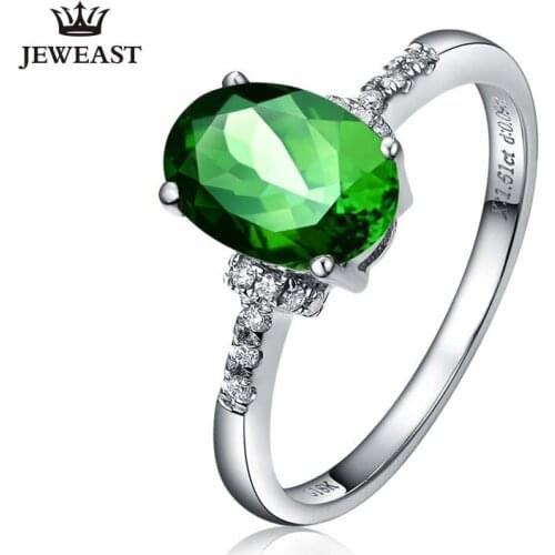 SLFD Natural Green tourmaline 18K Pure Gold 2020 New Hot Selling Top Ring Women Heart Shape Ring For Woman Genuine Jewelry