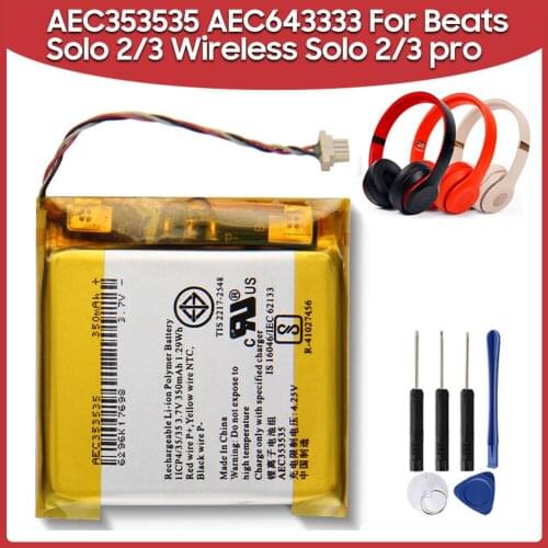 Original Replacement Battery AEC353535 350mAh For Beats solo 2.0 3.0 Wireless Eadphones Batteries