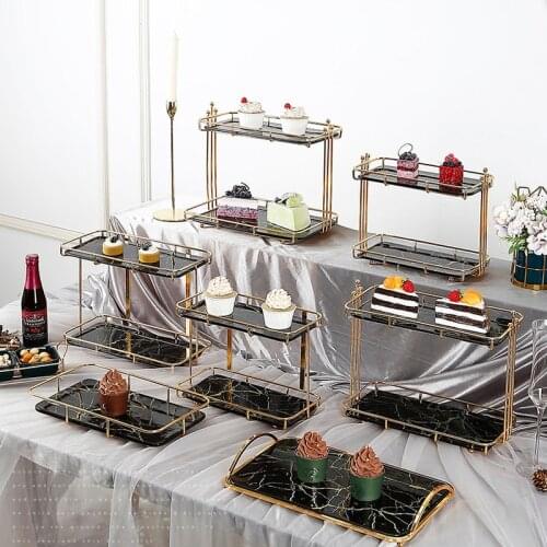 Modern Ceramic Plate Metal Frame Cake Tray Wedding Dessert Display Stand Household Fruit Bread Tray Cake Decoration Accessories
