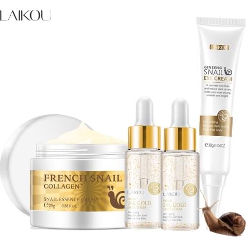 Facial Skin Care Set Snail Collagen Face Serum Cream Eye Cream Anti Wrinkle Anti Aging Nourishing Serum Collagen Whitening Cream