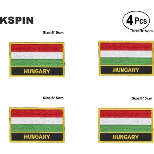 Hungary Rectangular Shape Flag Iron on Saw on Patches Embroidered Flag Patches National Flag Patches for Clothing