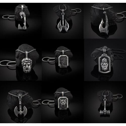 Vintage Pirate Jewelry on the neck viking elements Mens chain necklace Tree of Life Tomahawk Pendant Necklace men