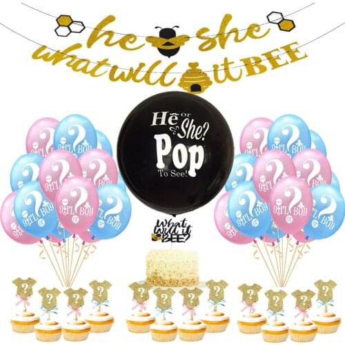 1set 36inch Boy or Girl Balloon Gender Reveal Party Black Latex Sex Ballon Confetti Gender Reveal Globos Baby Shower Decoration