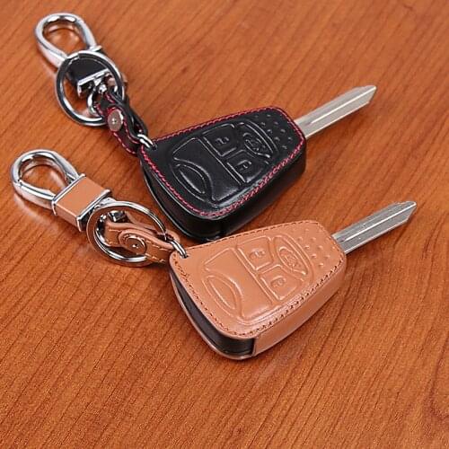 High Quality genuine leather car key cover for Chrysler 300 PT Cruiser Sebring Dodge for Jeep Compass Liberty 3 button Key Shell