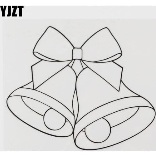 YJZT 14.3CM×11.9CM Bow Small Bell Car Sticker Individualization Vinyl Decal Black/Silver 13E-0065