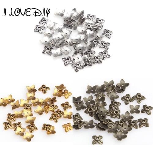 100pcs Leaf Metal Bead End Caps For Jewelry Making Gold Silver Color Tone Beads Caps Diy Accessories Supplies Jewelry Wholesale