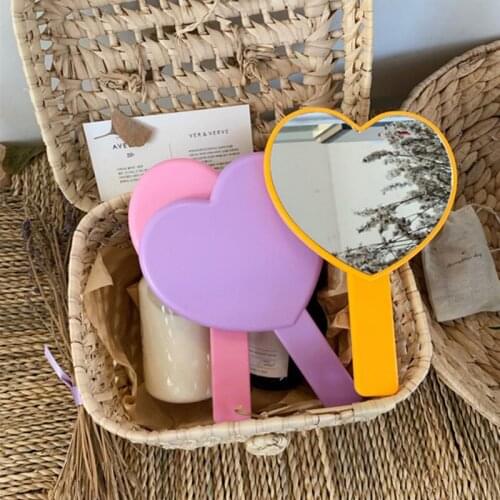 Handle Mirror Portable Solid Color Home Decor Convenient Makeup Mirrors with Handles Lovely зеркало Girl Heart Minority Love