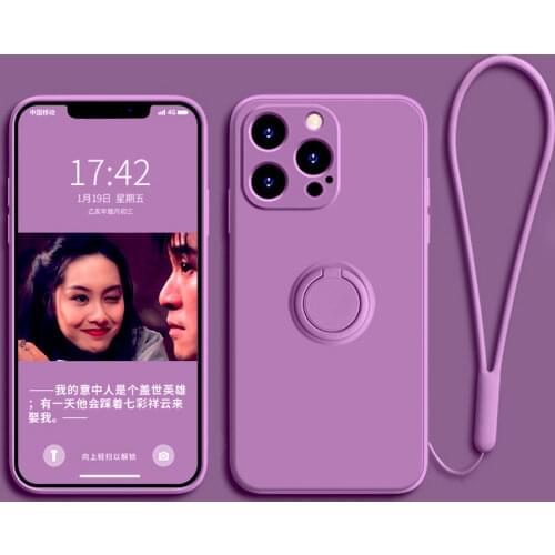 Liquid Silicone Case For iPhone 12 11 Pro Max XS X XR 7 8 6S Plus 8Plus iPhone11 12Pro 11Pro Shell Covers With Ring Holder Stand