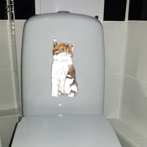 ZTTZDY 11.5*24.1CM Funny Cat Wall Decal Catamount WC Toilet Sticker Bathroom Decor T3-0236