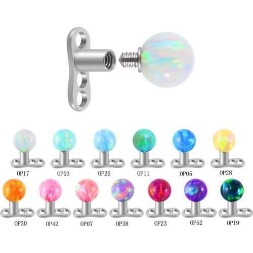 1 PC 361L Surgical Steel Opal Dermal Anchor Top Micro Dermal Anchor Piercings Skin Diver Surface Piercing Sex Body Jewelry