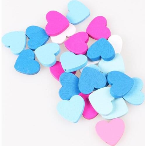 100pcs Mixed Heart Pattern Wooden Spacer Beads For Jewelry making DIY 23x21mm