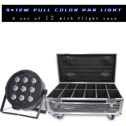 12Pcs/lots 9x12W RGBW 4in1 LED Par Lights With Flight Case 9*12w Par Led DMX512 Control DJ Lights Professional Stage Lighting