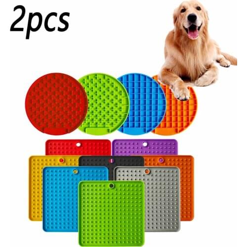 2pcs Lickimat Bowl for Dogs Pet Slow Feeder Anxiety Dog Food Container Silicone Lick Mat for Cats Feeding Products Accessories