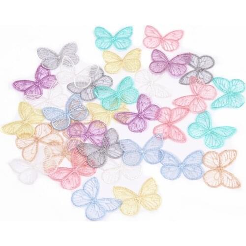 3.5*4.5Cm Embroidery Gauze Butterfly Cloth Paste Clothing Accessories Shoes Flower Materials DIY Jewelry Headdress Accessories