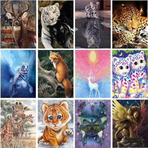 5D Diamond Painting Tigers Leopard Cross Stitch DIY Diamond Scenery diamond Embroidery Resin room Decor Christmas gift