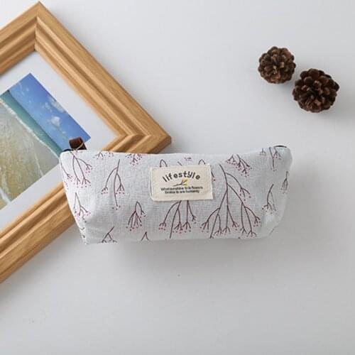 School Pencil Case Pastoral Broken Flowers Pocket Pencil Bag Small Fresh Zakka Canvas Student Pen Bag Stationery Bag