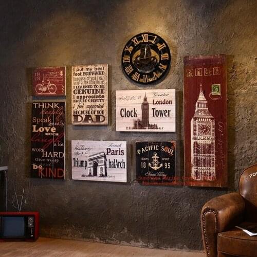 Retro Painted Wooden Wall Bar Restaurant Home Furnishing Soft Art Decoration Wall Mural Clothing Store Hanging Ornament Crafts