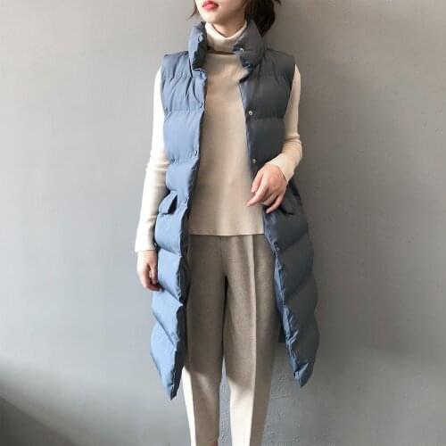 Women Tops Vest Chaleco Mujer Gilet Casaco Feminino 2021 Women Spring Vest Coat Stand Collar Women Long Vest Warm