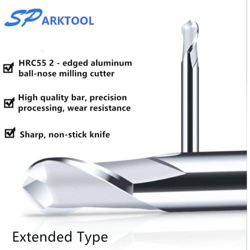 HRC55 Ball Nose Cutter Carbide End Mill Alloy Coating Tungsten Steel Cutting Tool 1 2 4 mm 2Flutes Milling Cutter CNC