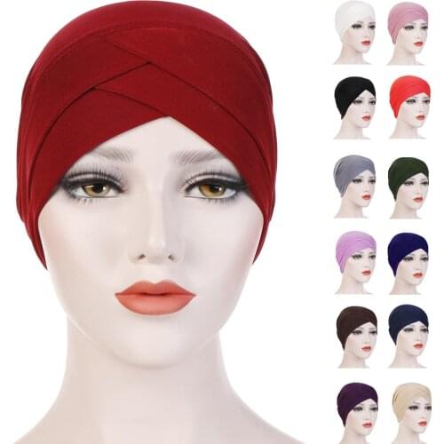 Indian Muslim Women Hijab Stretch Turban Hat Head Scarf Wrap Hair Loss Cancer Chemo Cap Islamic Beanie Bonnet Headwear Cover New
