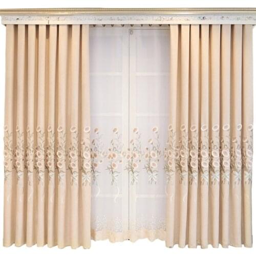Chinese flower Embroidery Curtain Luxury Tulle for Living Room Bedroom Window Hotel Screen Curtain