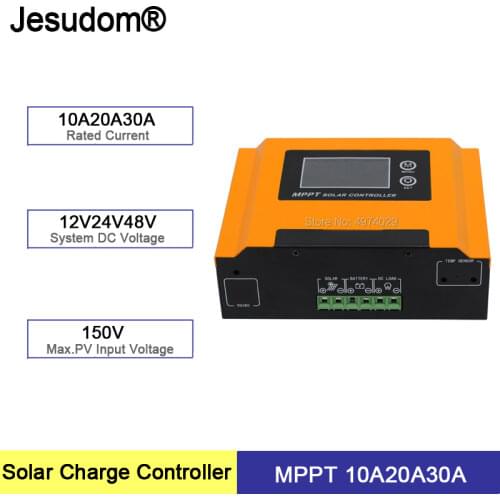 10A 20A 30A MPPT Solar Charge Controller LCD Display 12V 24V 48V Auto Solar Cell Panel Charger Regulator Street Lmp Monitoring