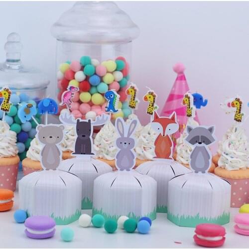 Woodland Animals Box Candy Box Gift Box Cupcake Box Boy Kids Birthday Party Supplies Decoration Event Party Supplies