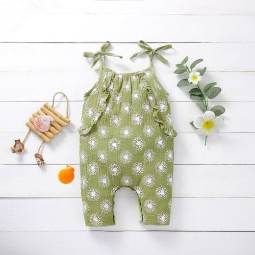 Toddler Children Baby Girl Clothes Floral Jumpsuit 2021 Summer Sleeveless Suspender Jumpsuit Baby Cute Toddler Clothes Outfit