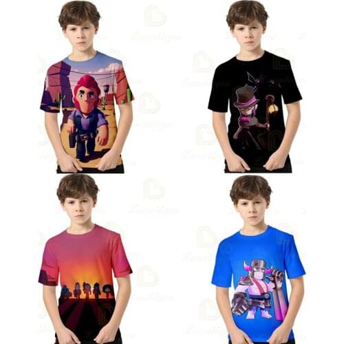 Short Sleeve Fashion Coat Browlers Shooting Game Leon and Star,Crow 3d t shirts Fashion Boys Girls Kids T-shirt Teen Clothes