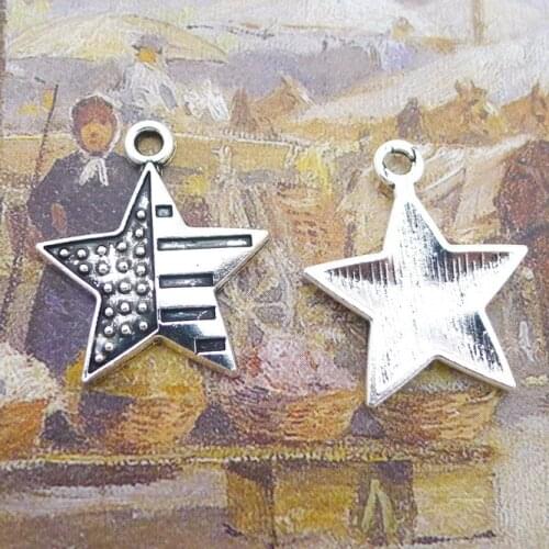 15 Pieces 25*21mm Alloy Antique Silver Color Fashion Stars Charms Best Earrings Pendant Accessory For Jewelry Making Findings