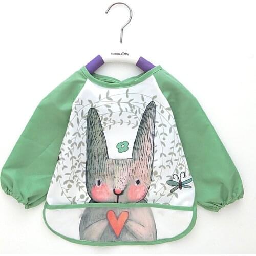 1pc 1-4 Years Bandana Bib Cartoon Cute Animals Baby Bibs Apron Adjustable Burp Cloths Feeding with Long Sleeves Baby Accessories