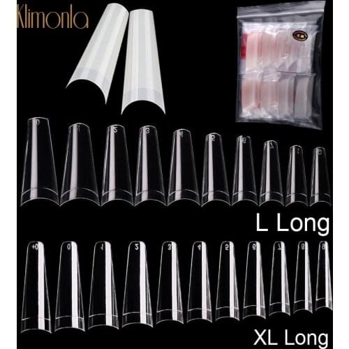 XL/L 500Pcs/Pack Design Fake Nails French Flat Head Denim Color Natural/Transparent Nail Art Acrylic False Nail Manicure Tool