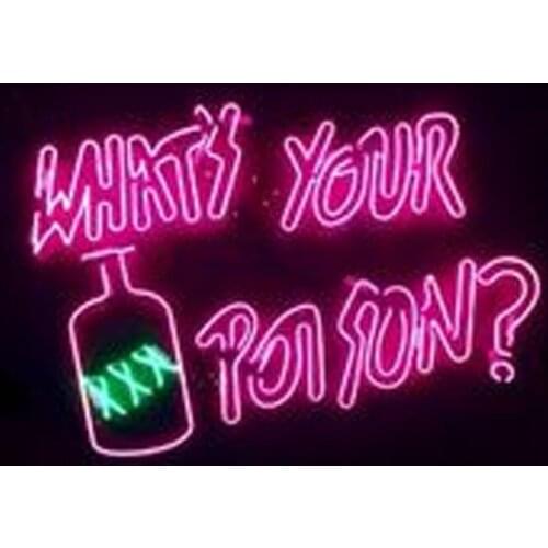 Neon Sign For What is your Poison Lamp real glass tubes resterant home Windower decorate room light Hotel Impact Attract light