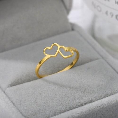 2021 New Female Heart-shaped Ring Stainless Steel Jewelry Womens Fashion Wedding Love Round Finger Rings Gifts For Girls Party