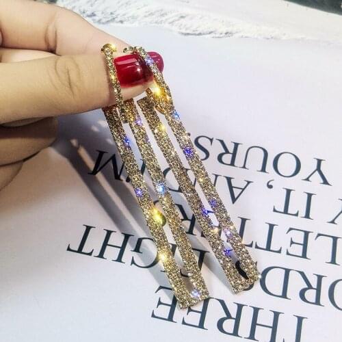 New Fashion Geometric Drop Earrings For Women Wedding Party Jewelry Female Rhinestone Crystal Statement Earrings Dangle
