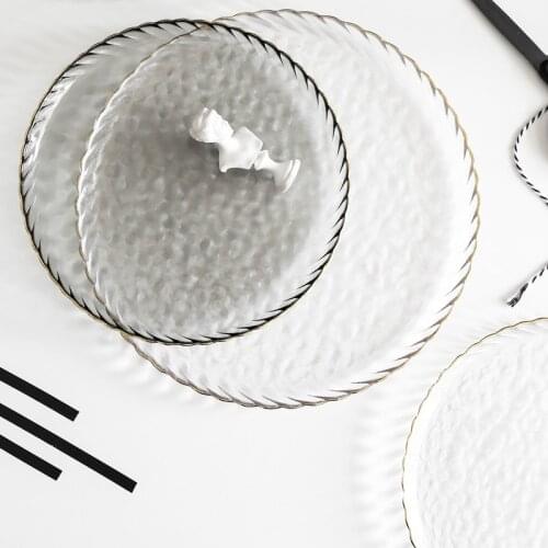 Nordic Solid Color Phnom Penh Glass Tableware Fruit Salad Platter Western Steak Coffee Plate Dessert Cake Tableware